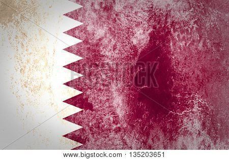 Qatar flag on grunge paper texture background