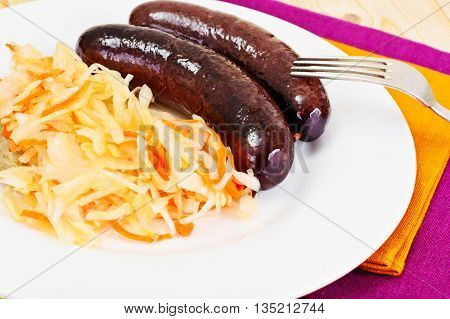 Black Pudding Kaszanka with Sauerkraut Studio Photo