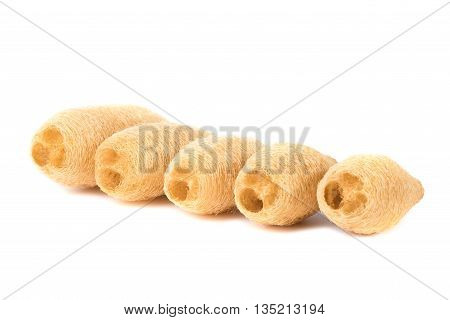 Dry Luffa, Luffa Sponge On White Background, Isolated On White Background