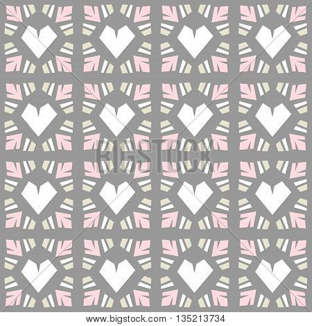 Seamless vector pattern heart tile and grid background
