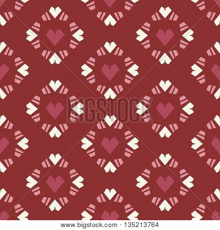 Seamless vector pattern heart tile on red background