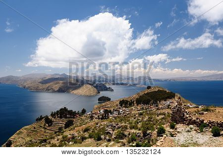 South America Bolivia - Isla del Sol on the Titicaca lake the largest highaltitude lake in the world