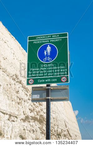 undercliff walk and cyclist path at Brighton UK