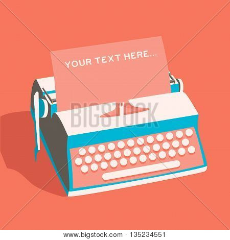Vintage typewriter. Vector illustration. Isolated background. writing text. Typography. Writer tool Retro manual typewriter