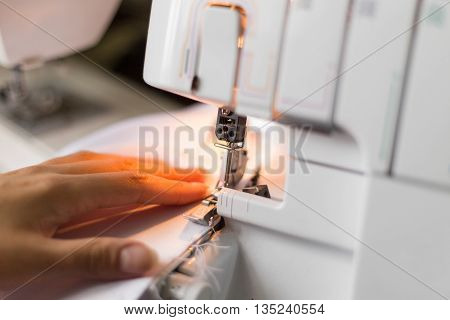 Seamstress Using Overlock Sewing Machine