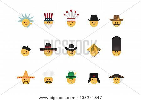 Set of  emoticon with hat vector isolated on white background. Emoji vector. Smile icon set. Emoticon icon web.