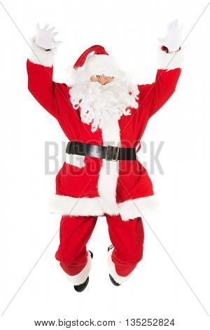 Cheerful Santa Claus jumping