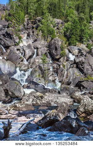 Rainbow at Uchar waterfall, Altay (Altai), Russia