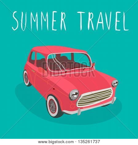 Red retro sport car isolated vector illustration