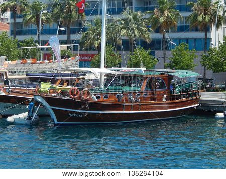 Yachting marina of Marmaris in Turkey resort town on the Aegean Sea