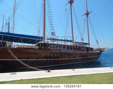 Yachting marina of Marmaris in Turkey resort town on the Aegean Sea