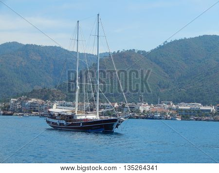 Yachting marina of Marmaris in Turkey resort town on the Aegean Sea