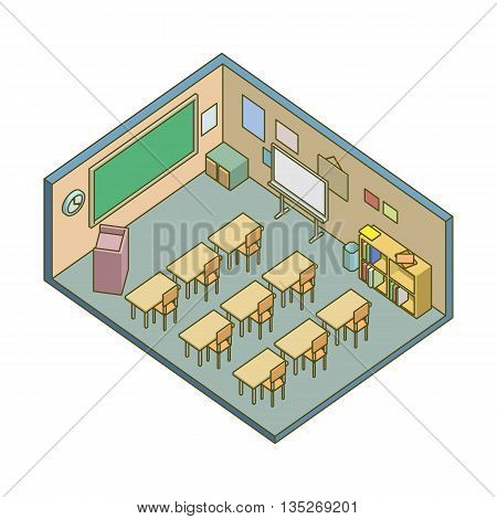 Isometric school classroom. school and education illustration.