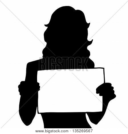A woman with a placard. Silhouette. Message