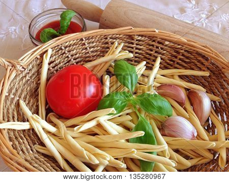 homemade Italian pasta ready to cook in the kitchen
