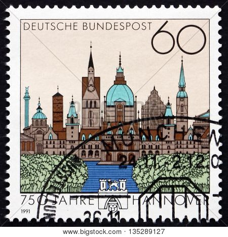 GERMANY - CIRCA 1991: a stamp printed in Germany dedicated to Hanover 750th Anniversary circa 1991
