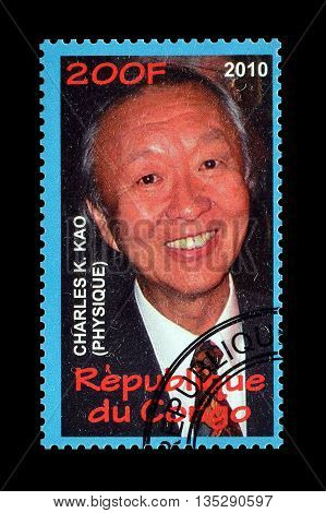 CONGO - CIRCA 2010 : Cancelled postage stamp printed by Congo, that shows Charles Kao.