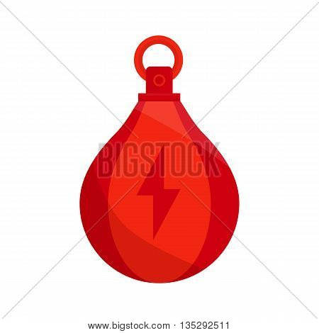 Boxing bag vector icon. Punchbag isolated flat illustration on white background. Red boxing punch with lightning