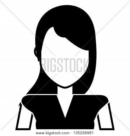 woman with long hair to one side wearing vneck shirt vector illustration