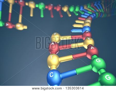 3D illustration, concept of DNA replication (Replication Fork).