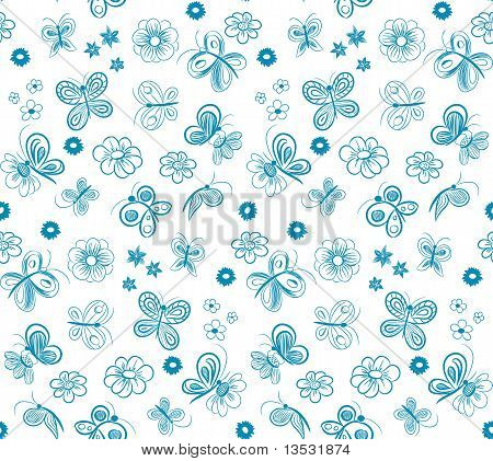 Modèle avec fleurs et papillons