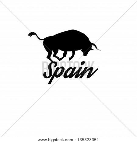 Beautiful icon with the Spanish flag and the inscription Spain with the bull