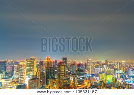 OSAKA, JAPAN - November  30, 2015 : Osaka city view from Umeda sky building, Osaka. View from the top at twilight in Japan
