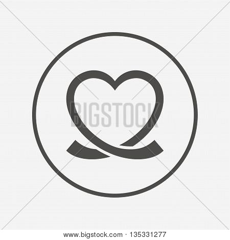 Heart ribbon sign icon. Love symbol. Flat heart icon. Simple design heart symbol. Heart graphic element. Round button with flat heart icon. Vector