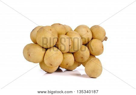 Southern Langsat Thai Fruits Close Up Isolated On White Background