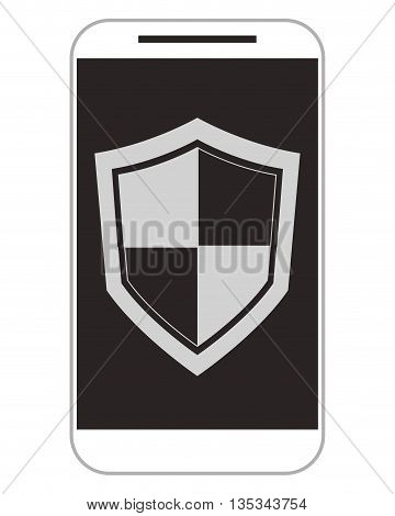 icon of smarphone with security sign on flat style, vector design