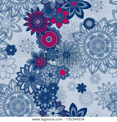 Mandala pattern floral elements decorative ornament. Seamless pattern background. Arab Asian ottoman motifs. Vector illustration