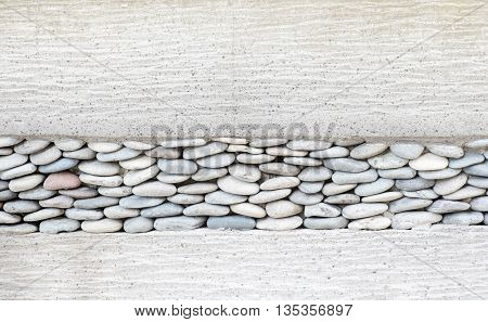 Wall Layer With Pebbles Stone And Cement,texture Background
