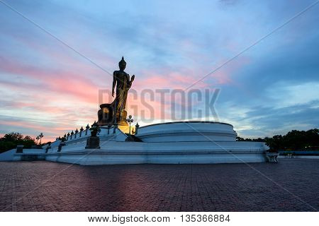 Phutthamonthon,NakhonPathom,Thailand - June 19 , 2016 : Big Buddha statue at the park in sunset time