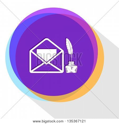open mail with inkstand. Internet template. Vector icon.
