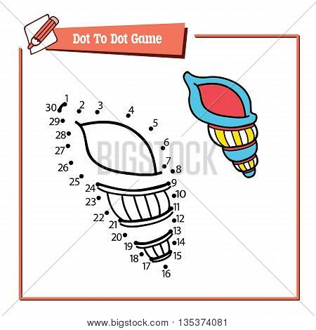 dot to dot shell educational kid game. Vector illustration educational game of dot to dot kid puzzle with cartoon shell for children