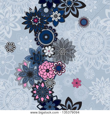 Mandala pattern floral elements decorative ornament. Seamless pattern background. Arab Asian ottoman motifs. Vector illustration