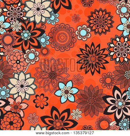 Mandala pattern floral elements decorative ornament. Seamless pattern background. Arab Asian ottoman motifs. Vector illustration