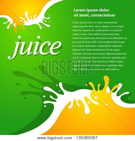 juice fruit drops liquid orange green background brochure mock-up