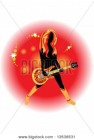Bir stilize Acustic Gitar kadınla
