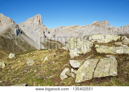 Aiguilles du Ansabere in Lescun Cirque. Aspe Valley, Pyrenees, France.