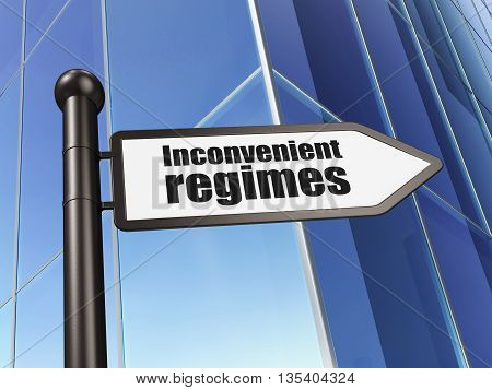 Politics concept: sign Inconvenient Regimes on Building background, 3D rendering