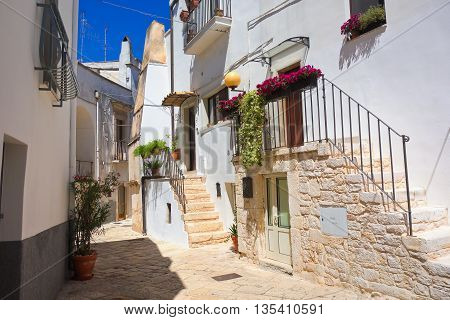 Perspective of an alleyway of Turi. Puglia. Italy.