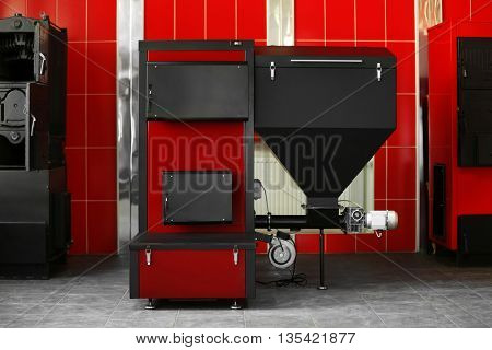 Solid-fuel boiler in the boiler room