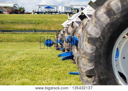 Classic farm tractors lined up for show