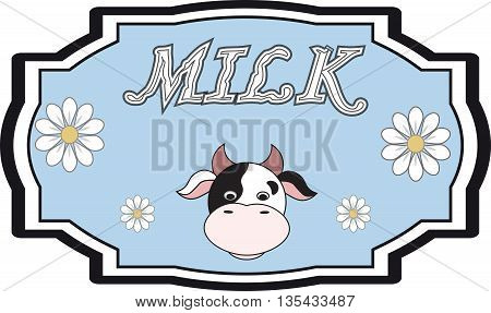 a milk label on a blue background