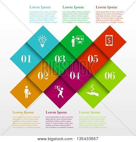 Infographic square template with 4 options, steps. Business concept with icons and text. Can be used for workflow layout, diagram,  web design