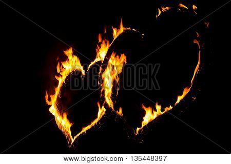 Hot fire love heart full of power and energy. Wonderful perfect red orange burning heart shape symbol for e.g. Valentine's Day love passion hope fight friendship power health or energy.