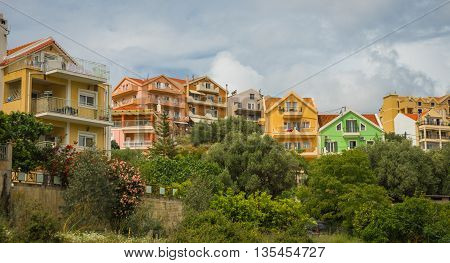 Bright Colored Houses In Argostoli