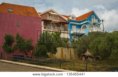 Bright Colored Houses In Argostoli