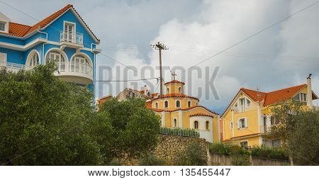 Bright Colored Houses In Argostoli